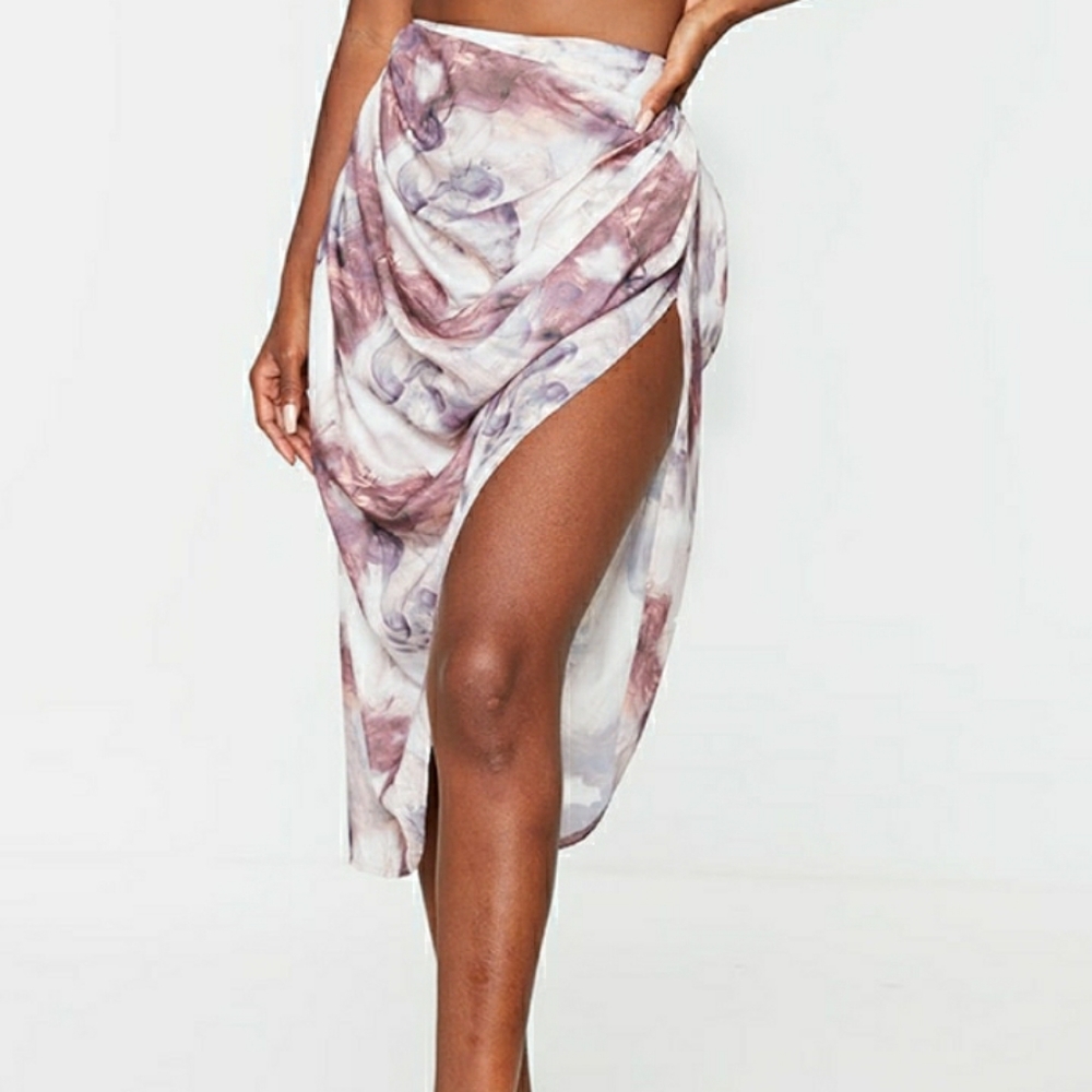 NEW Smoke print ruched midi skirt